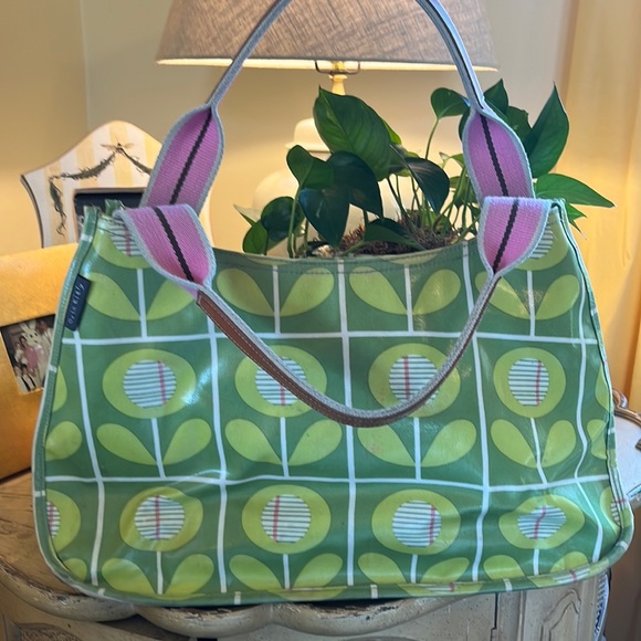 Orla Kiely Bags Orla Kiely Bag Green And Pink 2 Pouches Inside One